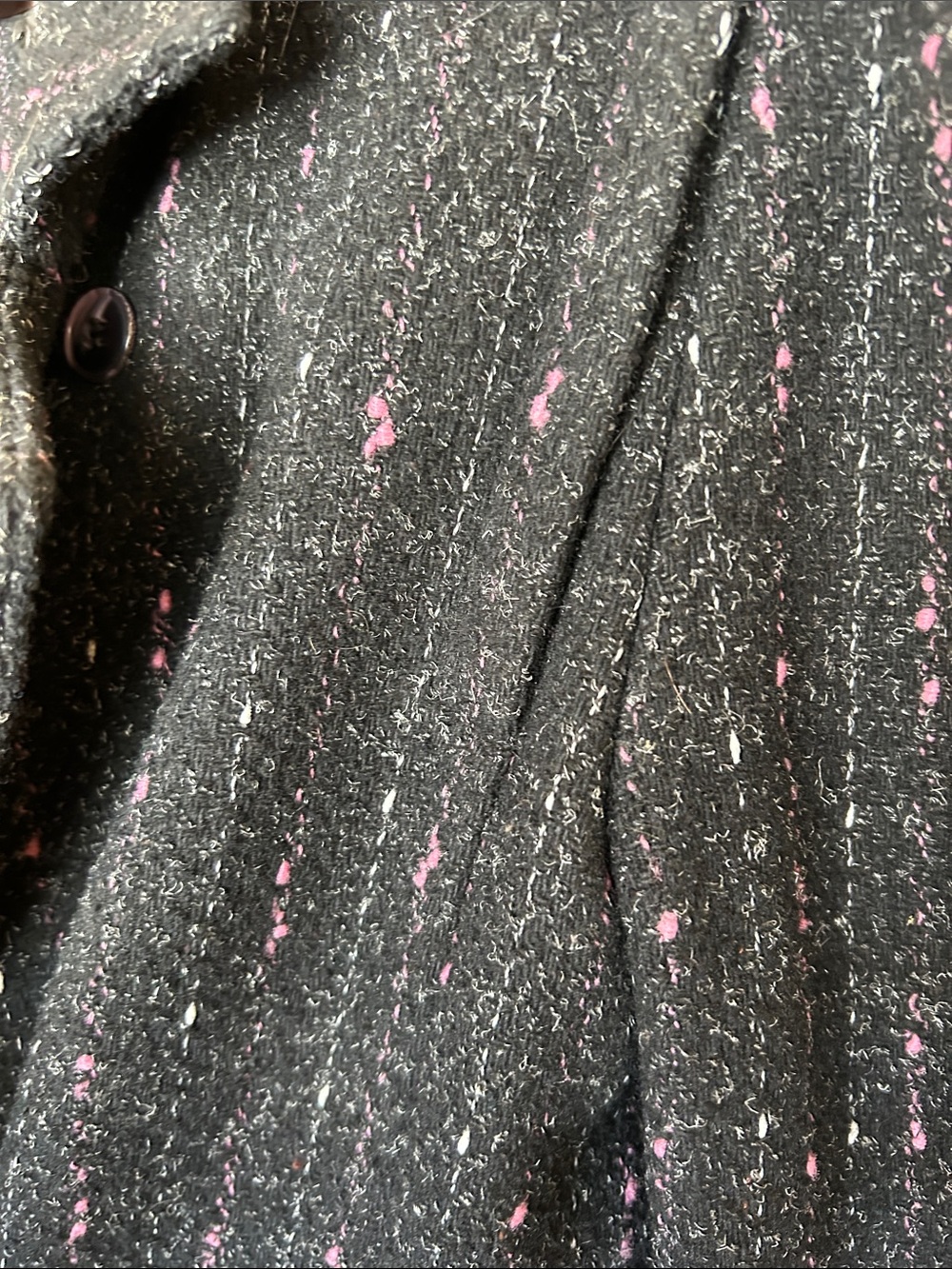 Vintage New York Girl Black/Pink Tweed Double-Breasted Women's Coat - Picture 4 of 14